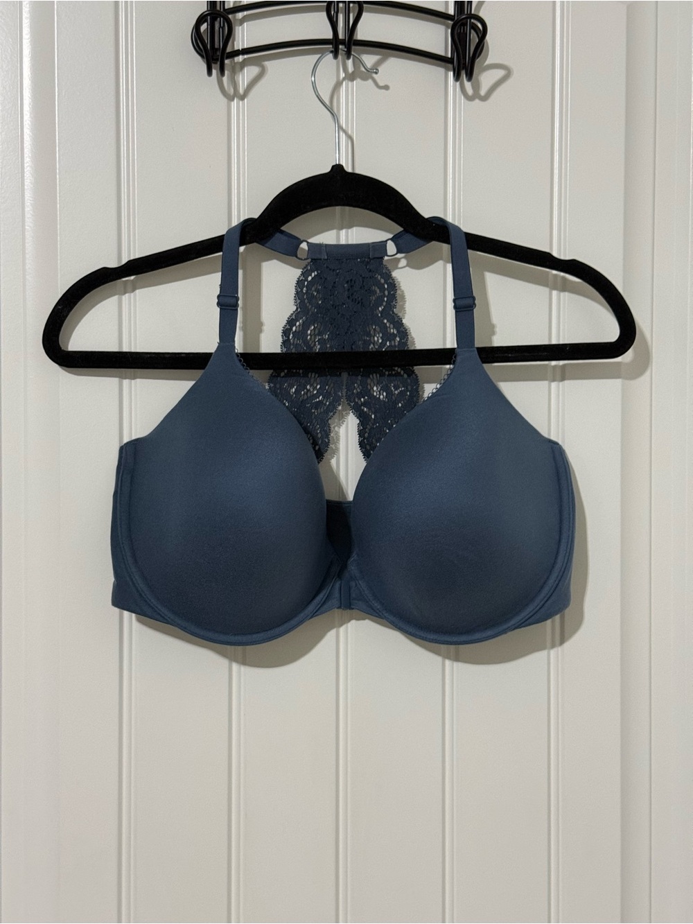 Victoria's Secret Demi Slate Blue Lace Racerback T-Shirt Bra